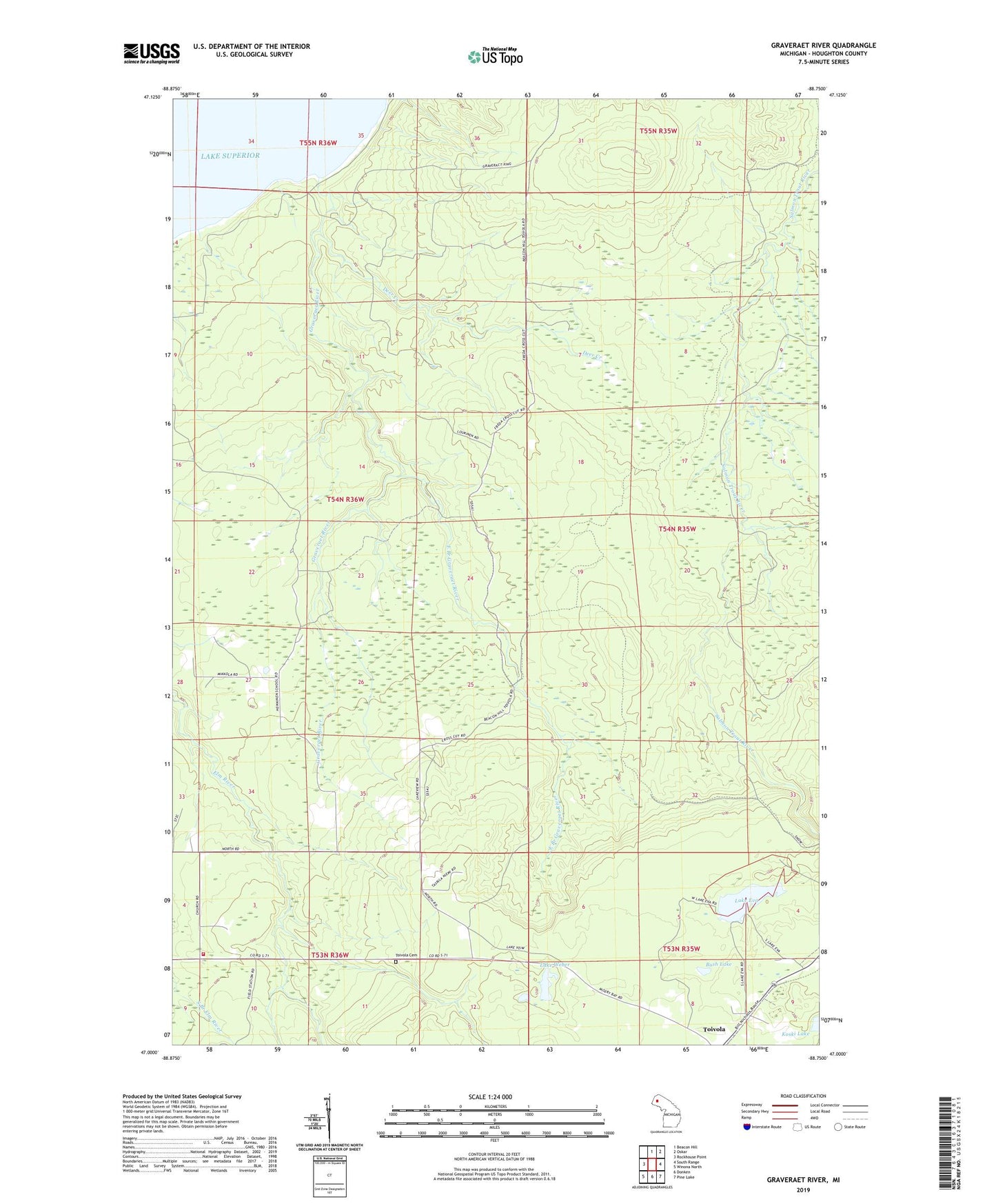 Graveraet River Michigan US Topo Map Image