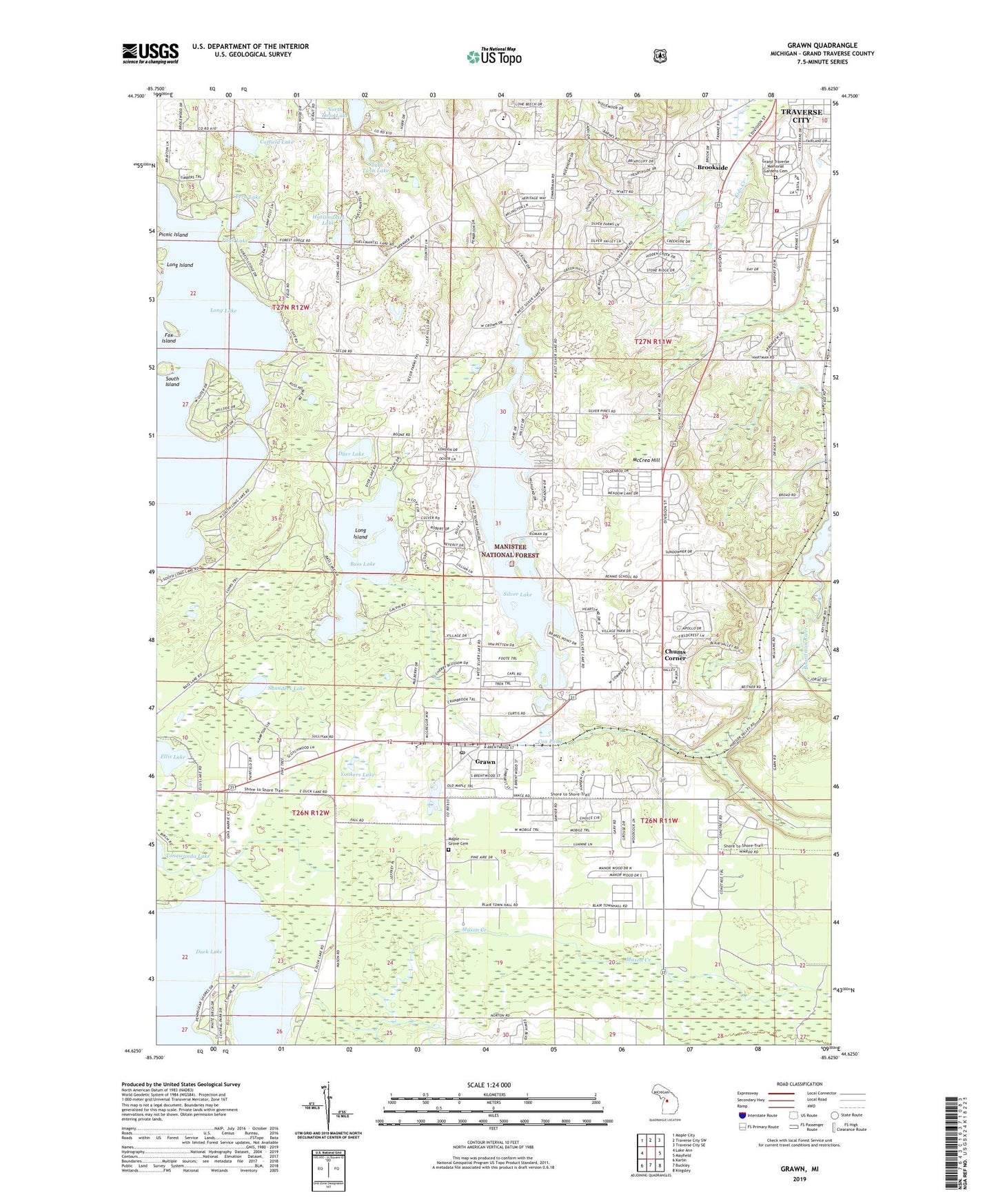 Grawn Michigan US Topo Map Image