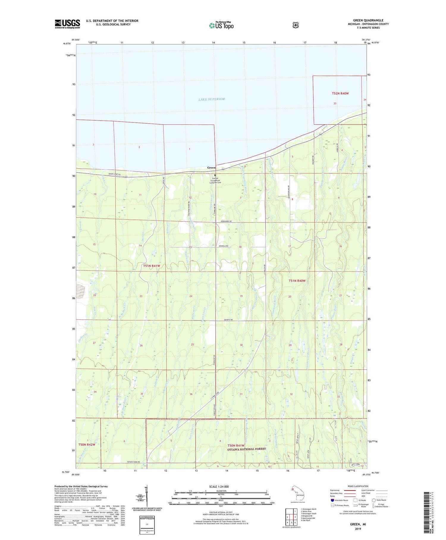 Green Michigan US Topo Map Image
