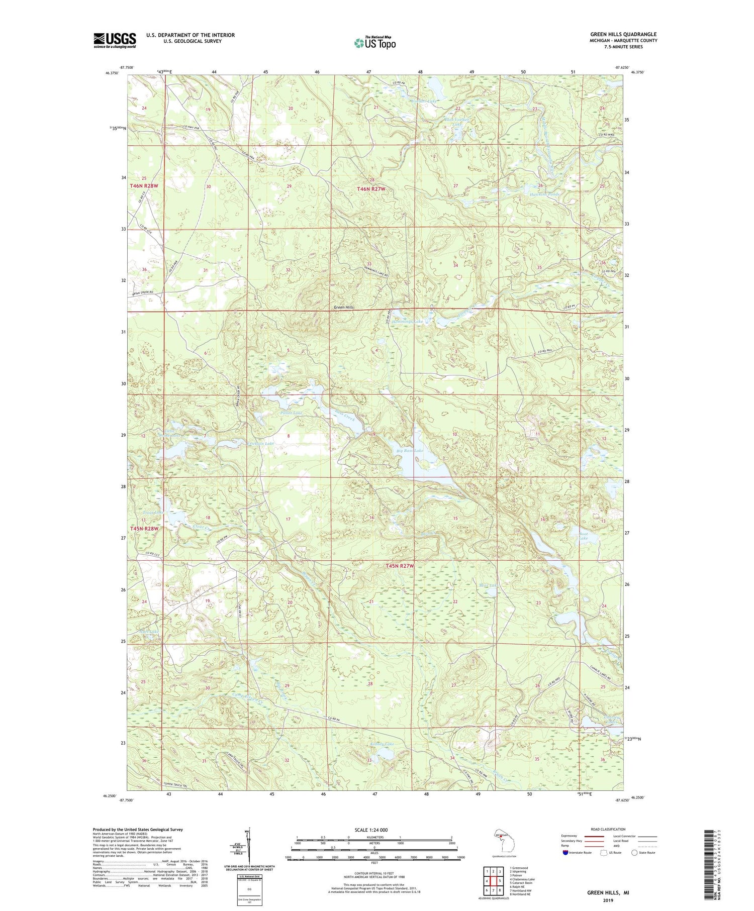 Green Hills Michigan US Topo Map Image