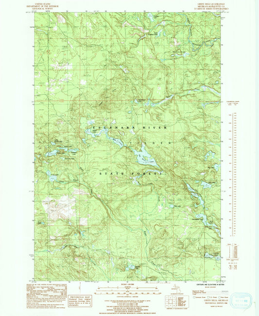 Classic USGS Green Hills Michigan 7.5'x7.5' Topo Map Image