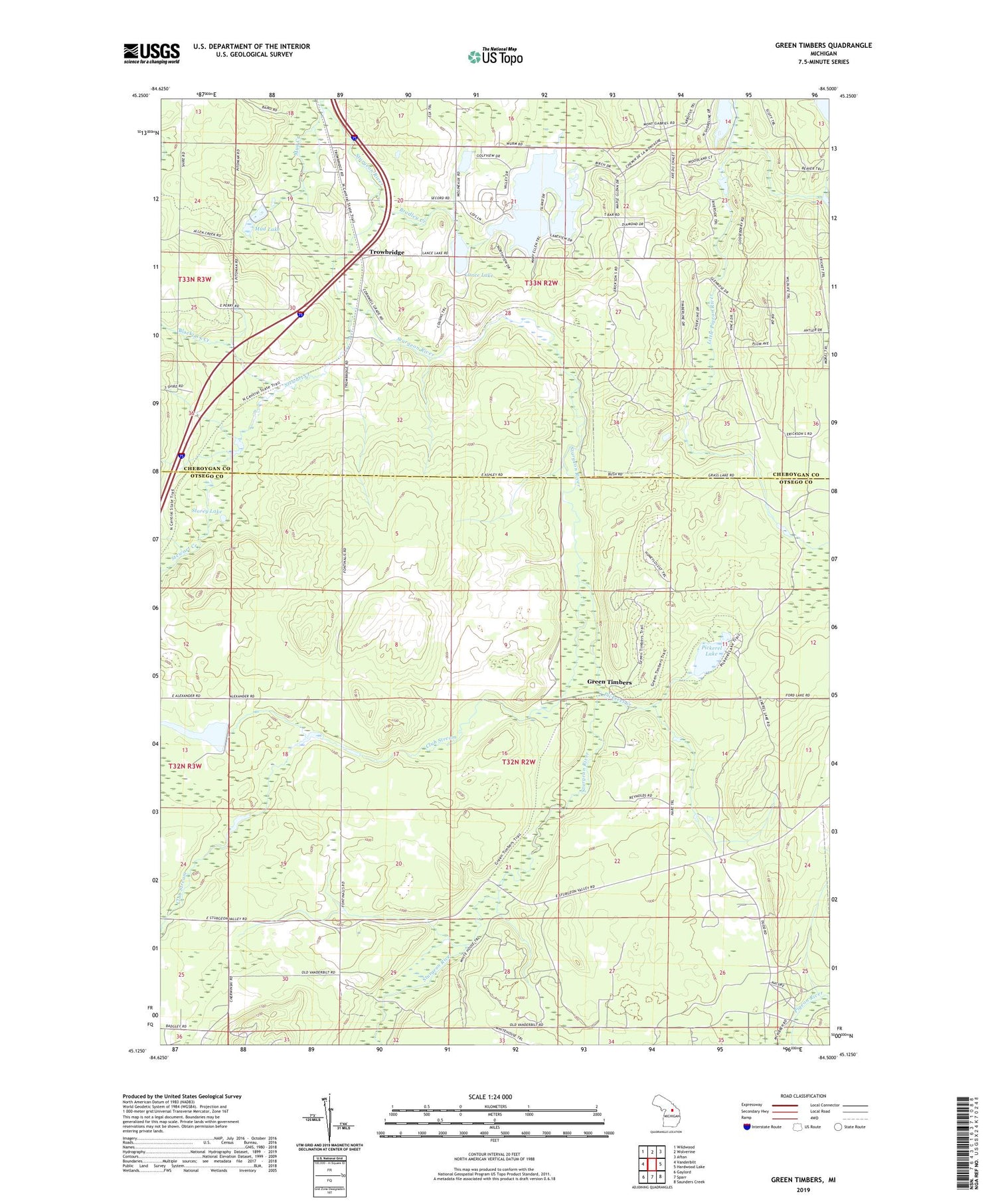Green Timbers Michigan US Topo Map Image