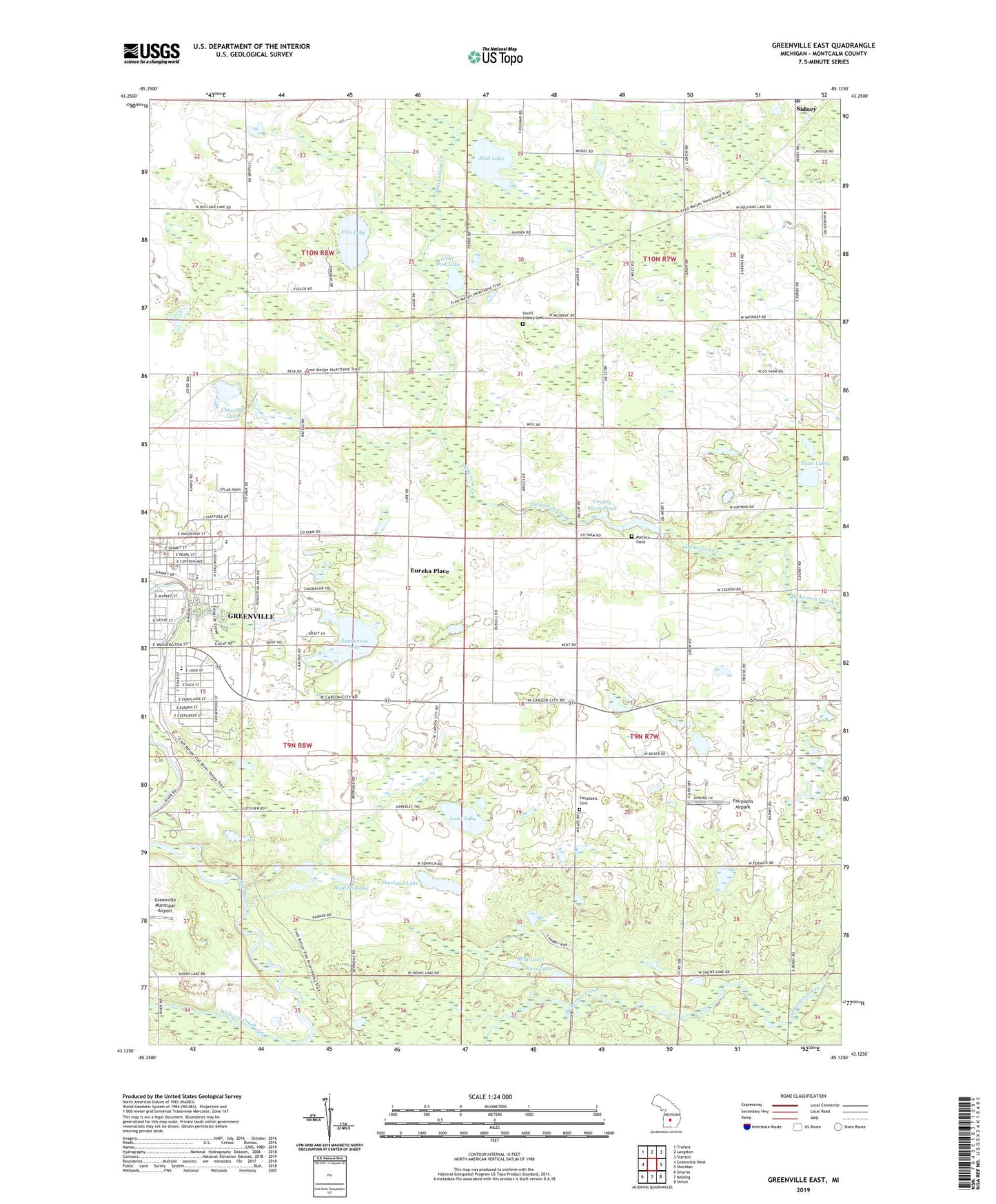 Greenville East Michigan US Topo Map Image