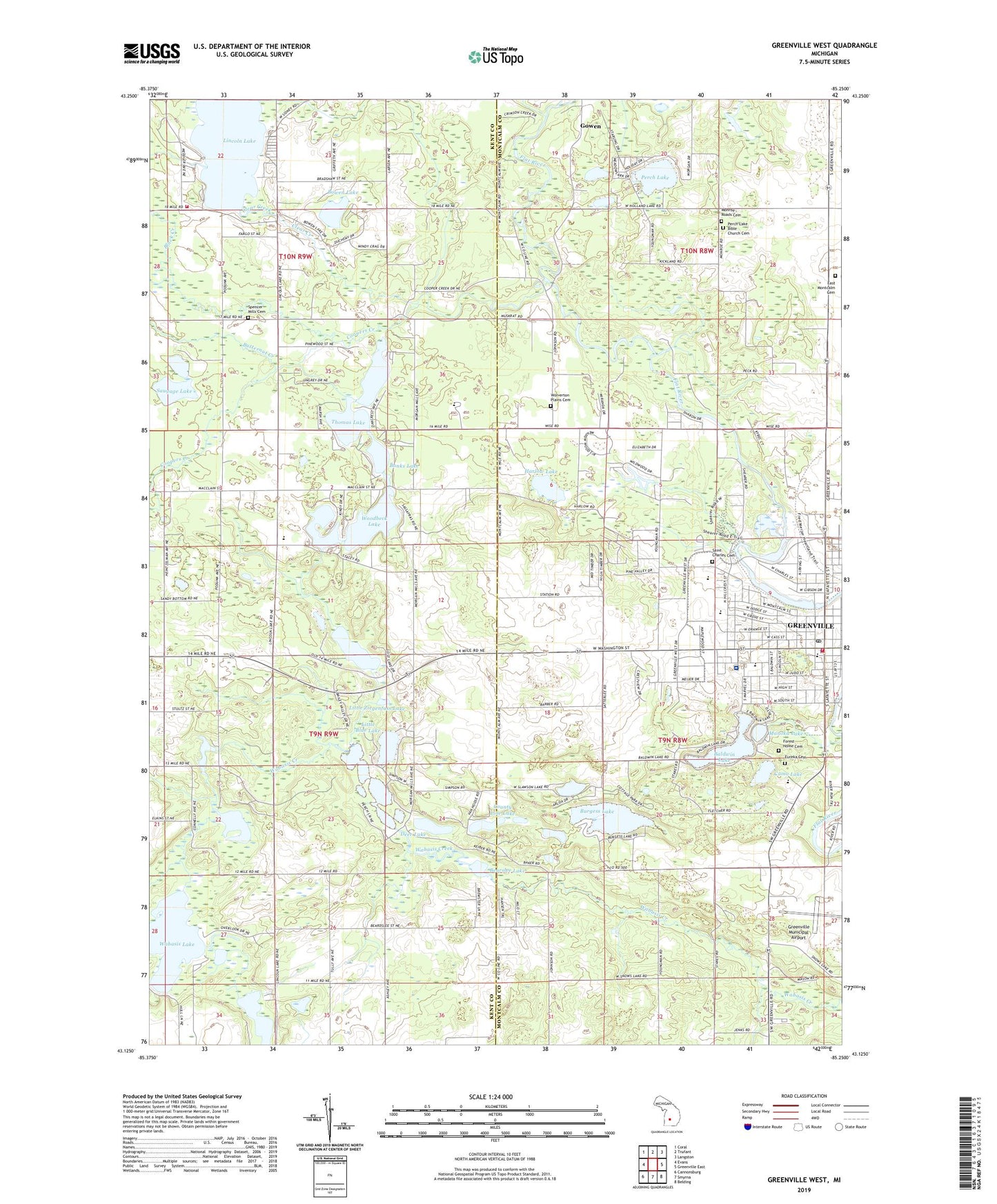 Greenville West Michigan US Topo Map Image