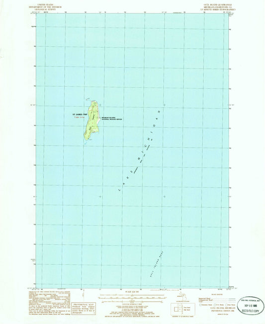 Classic USGS Gull Island Michigan 7.5'x7.5' Topo Map Image
