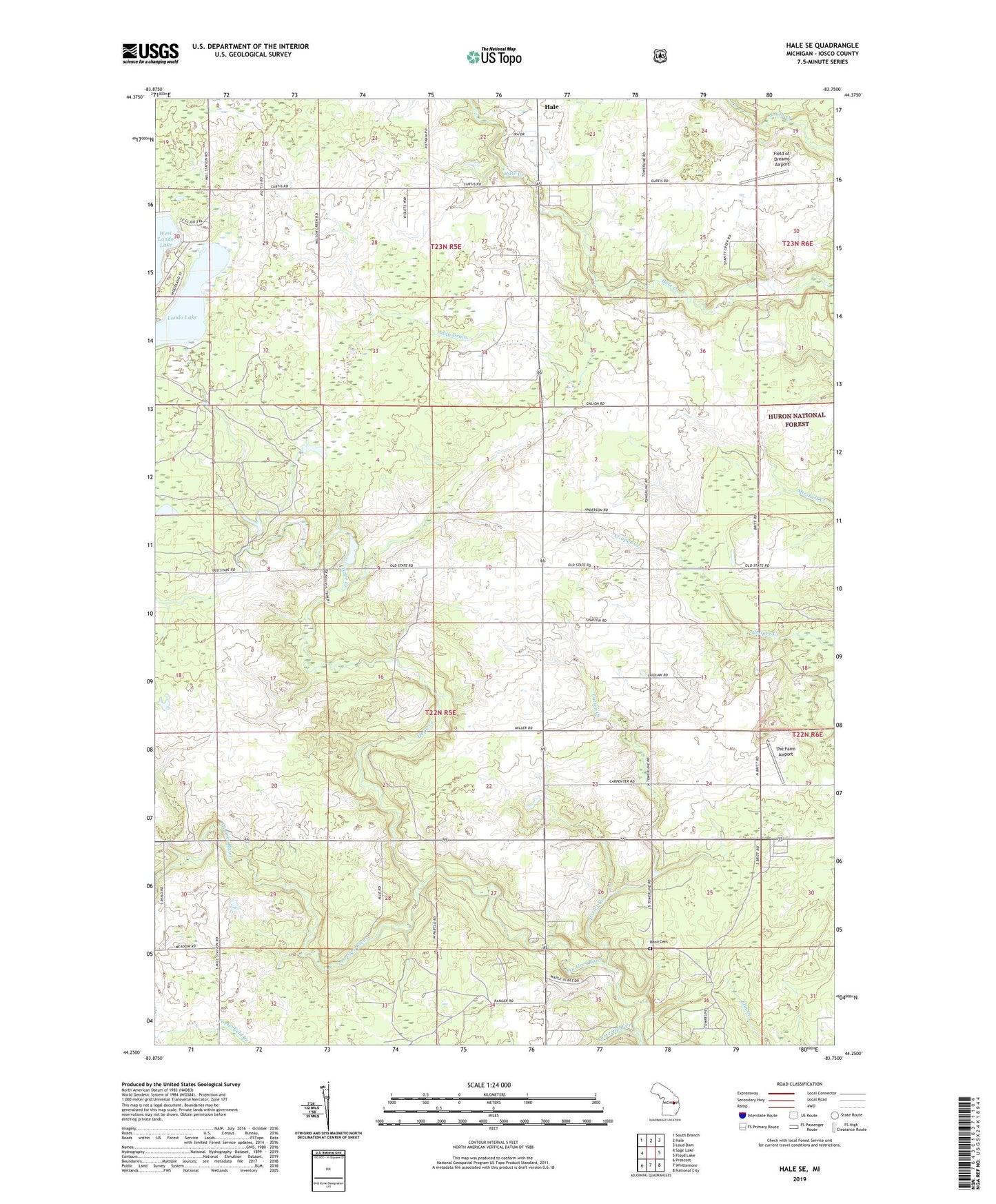 Hale SE Michigan US Topo Map Image