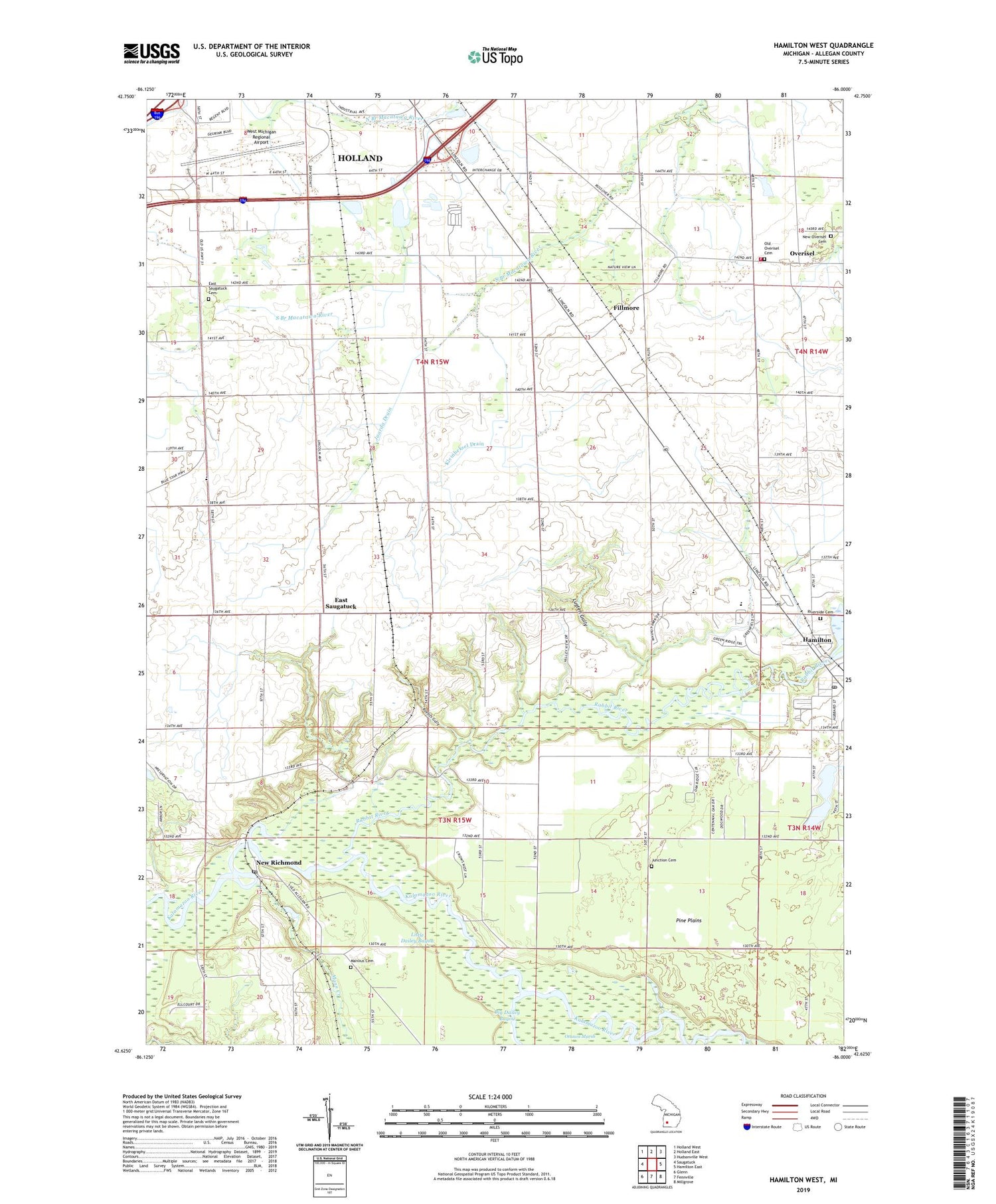 Hamilton West Michigan US Topo Map Image