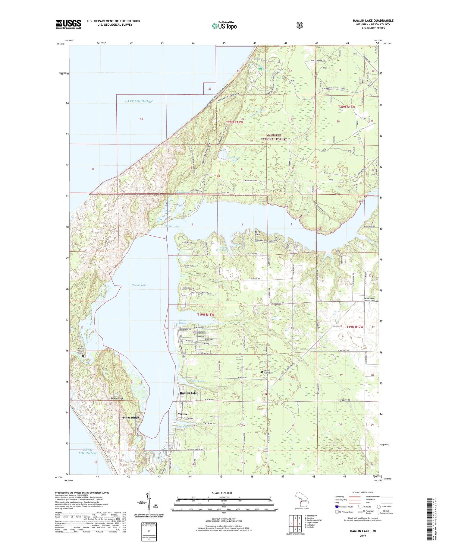 Hamlin Lake Michigan US Topo Map Image