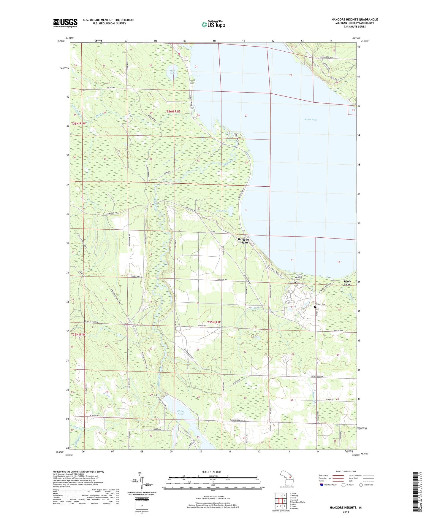 Hangore Heights Michigan US Topo Map Image