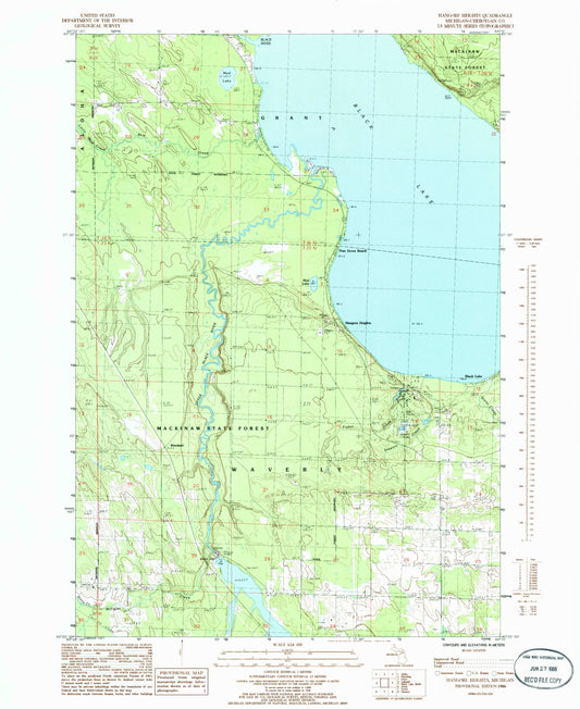 Classic USGS Hangore Heights Michigan 7.5'x7.5' Topo Map Image