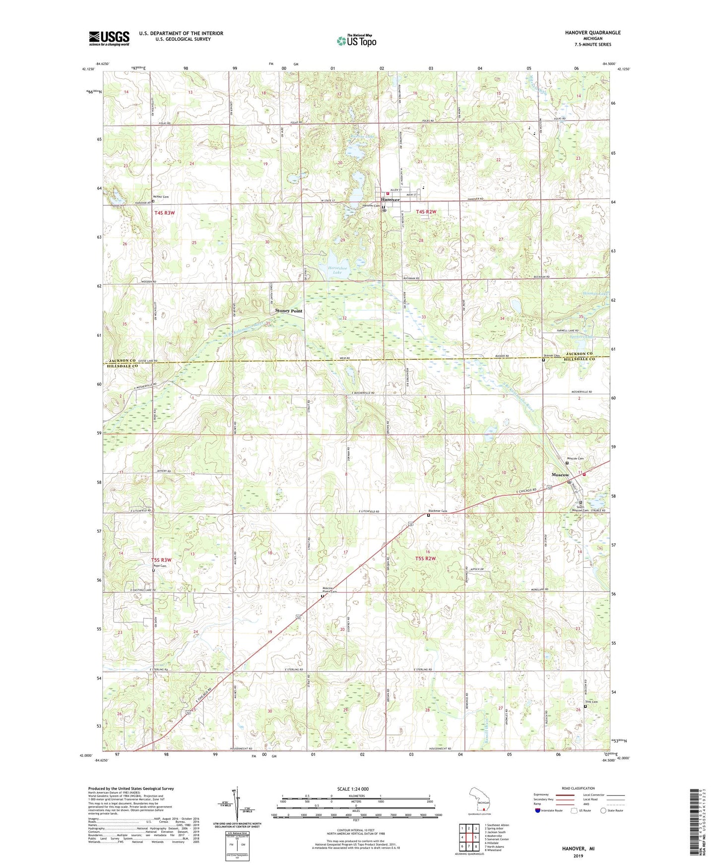 Hanover Michigan US Topo Map Image