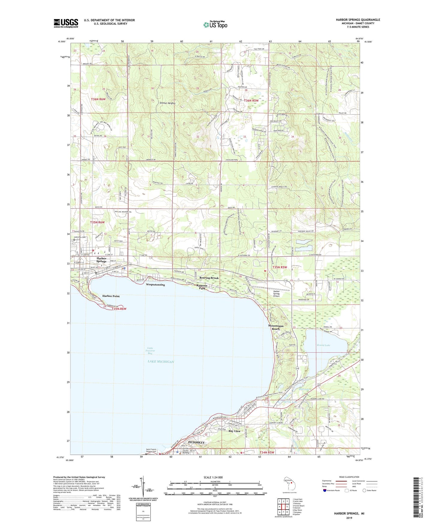Harbor Springs Michigan US Topo Map Image