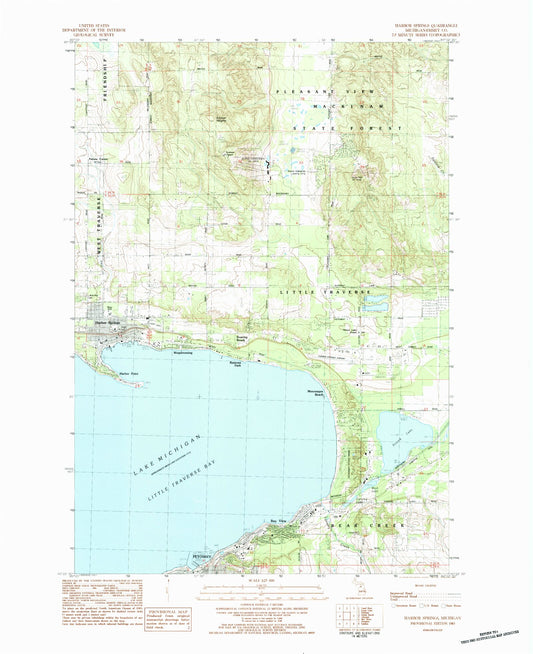 Classic USGS Harbor Springs Michigan 7.5'x7.5' Topo Map Image