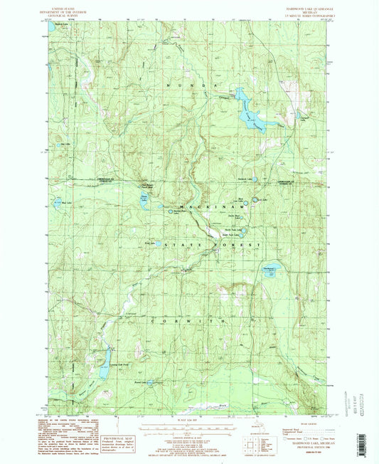 Classic USGS Hardwood Lake Michigan 7.5'x7.5' Topo Map Image