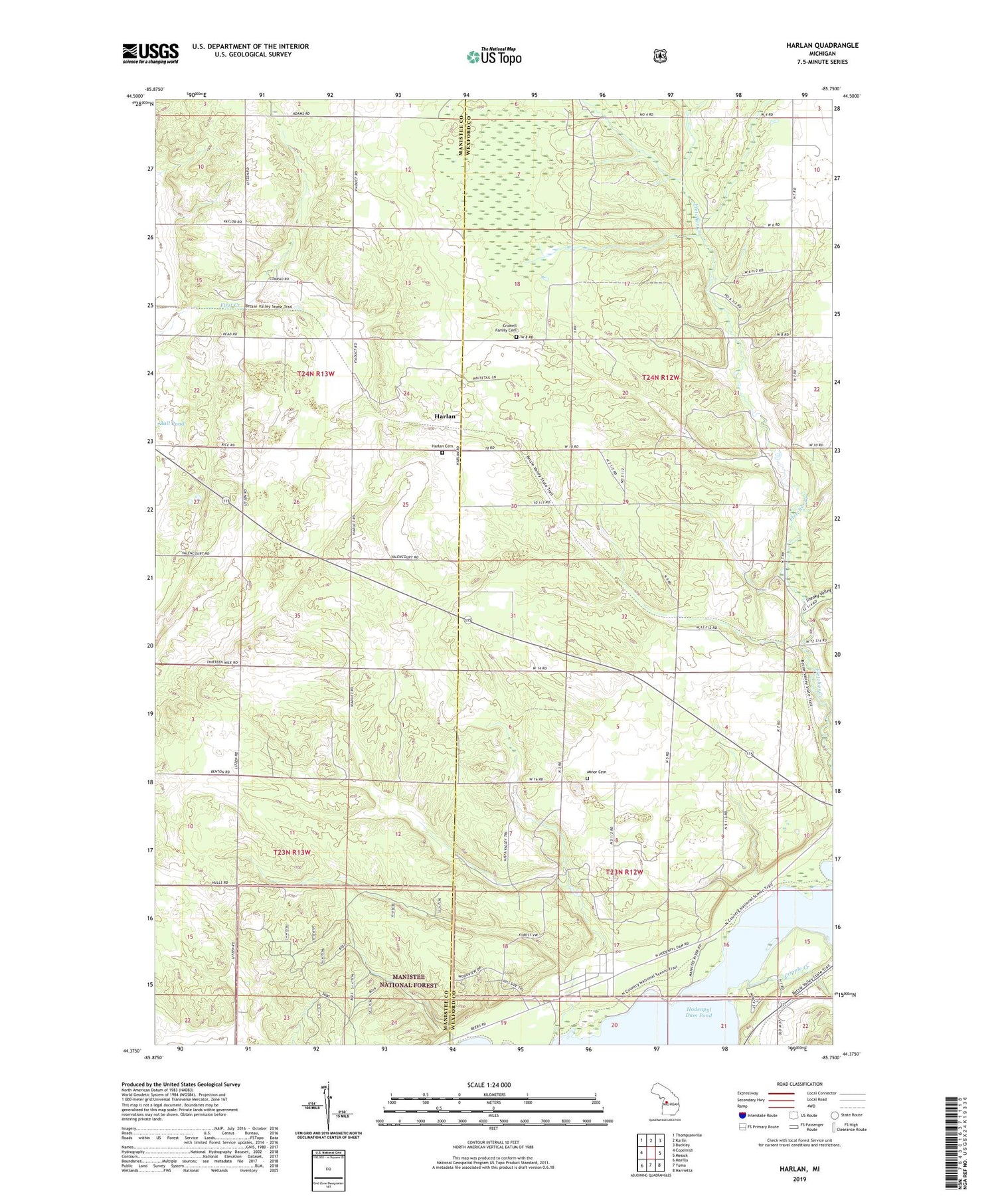 Harlan Michigan US Topo Map Image
