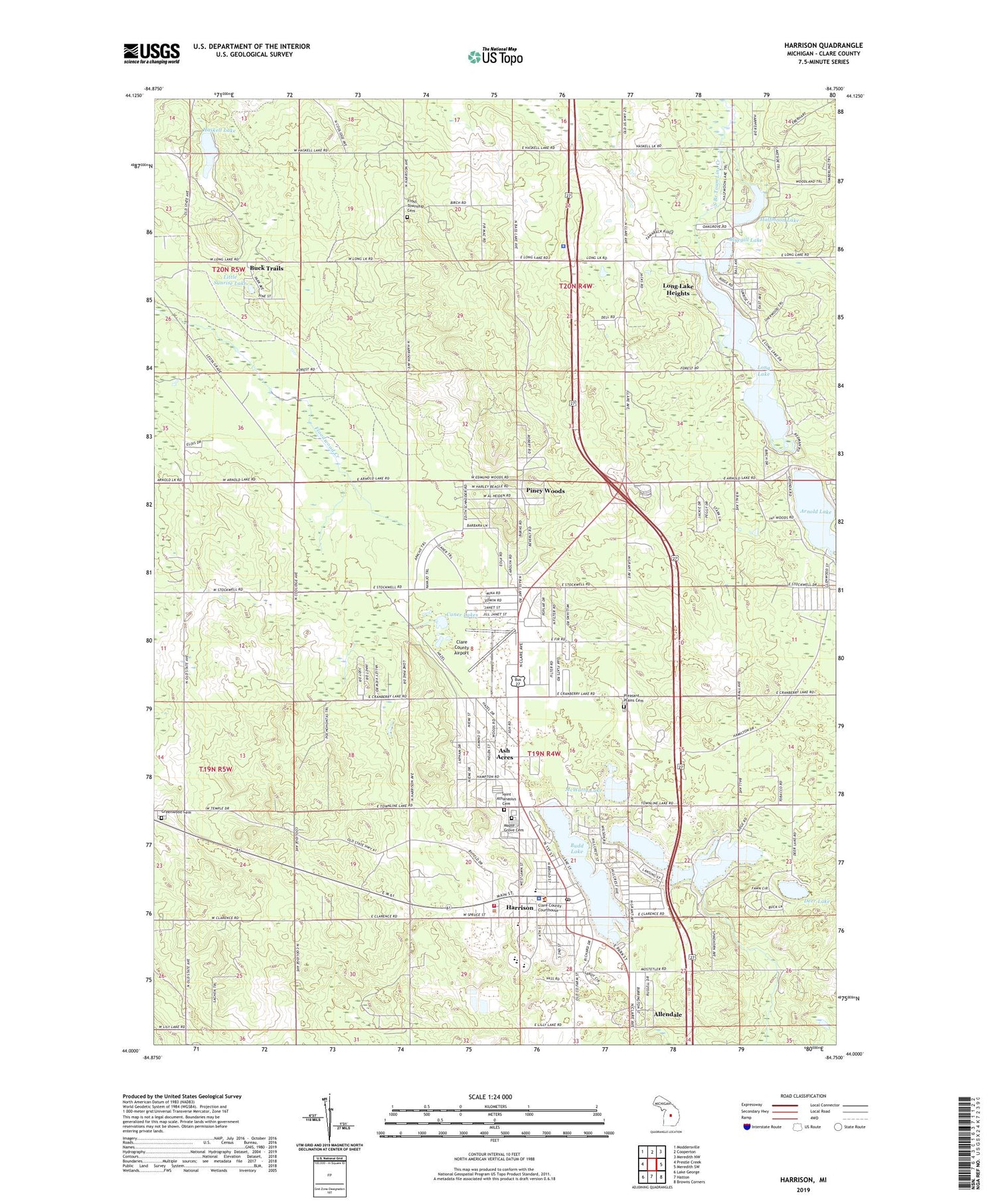 Harrison Michigan US Topo Map Image