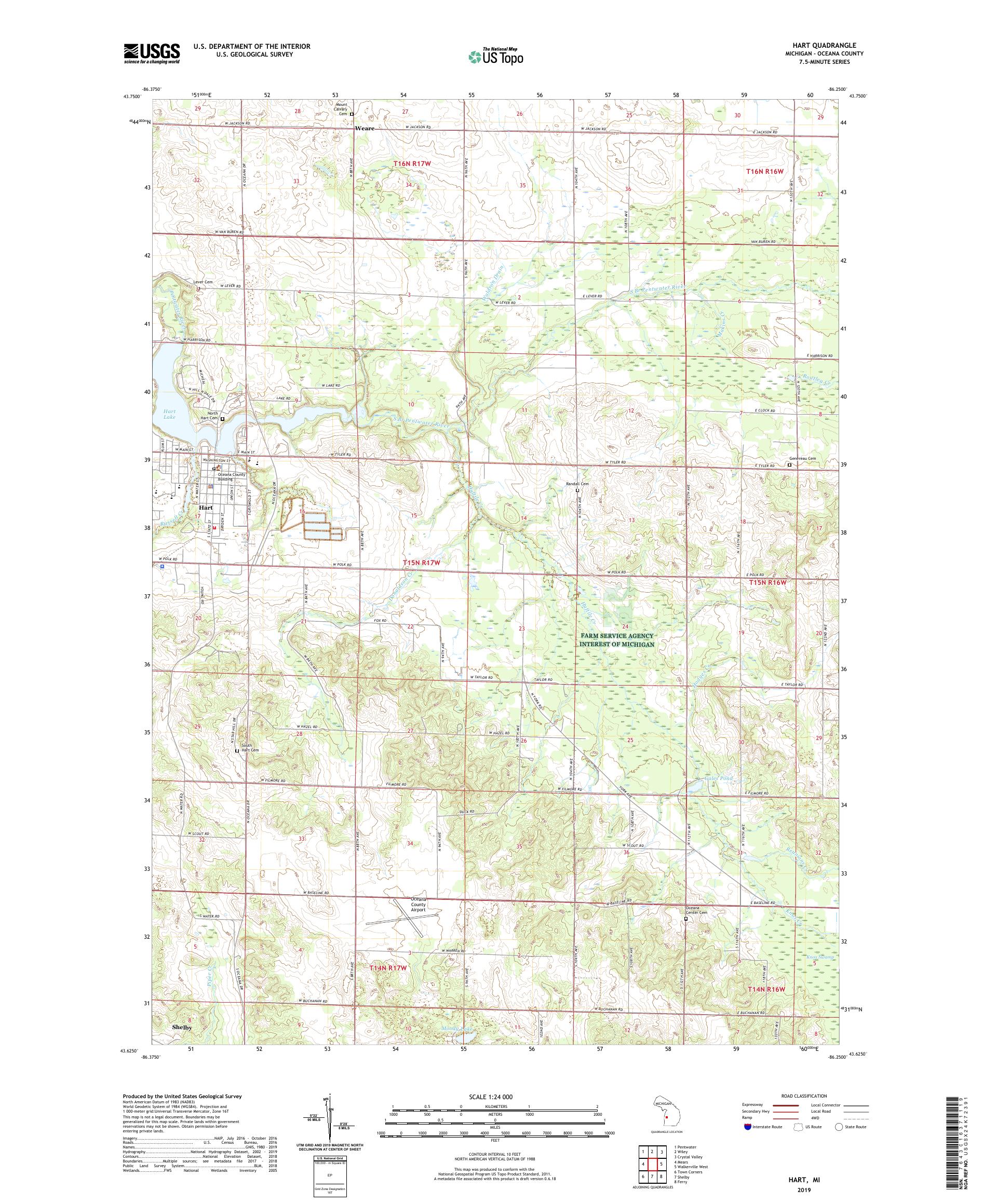 Hart Michigan US Topo Map – MyTopo Map Store