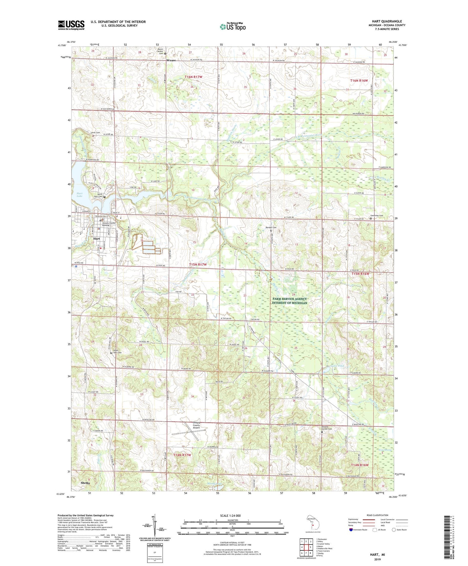 Hart Michigan US Topo Map Image