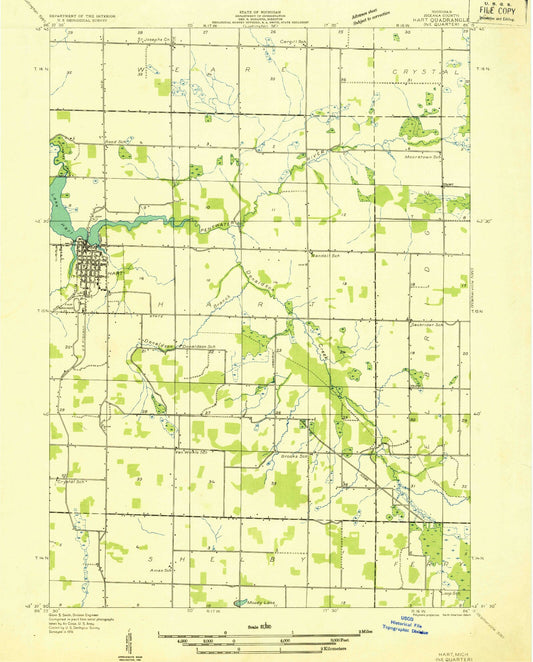 Classic USGS Hart Michigan 7.5'x7.5' Topo Map Image