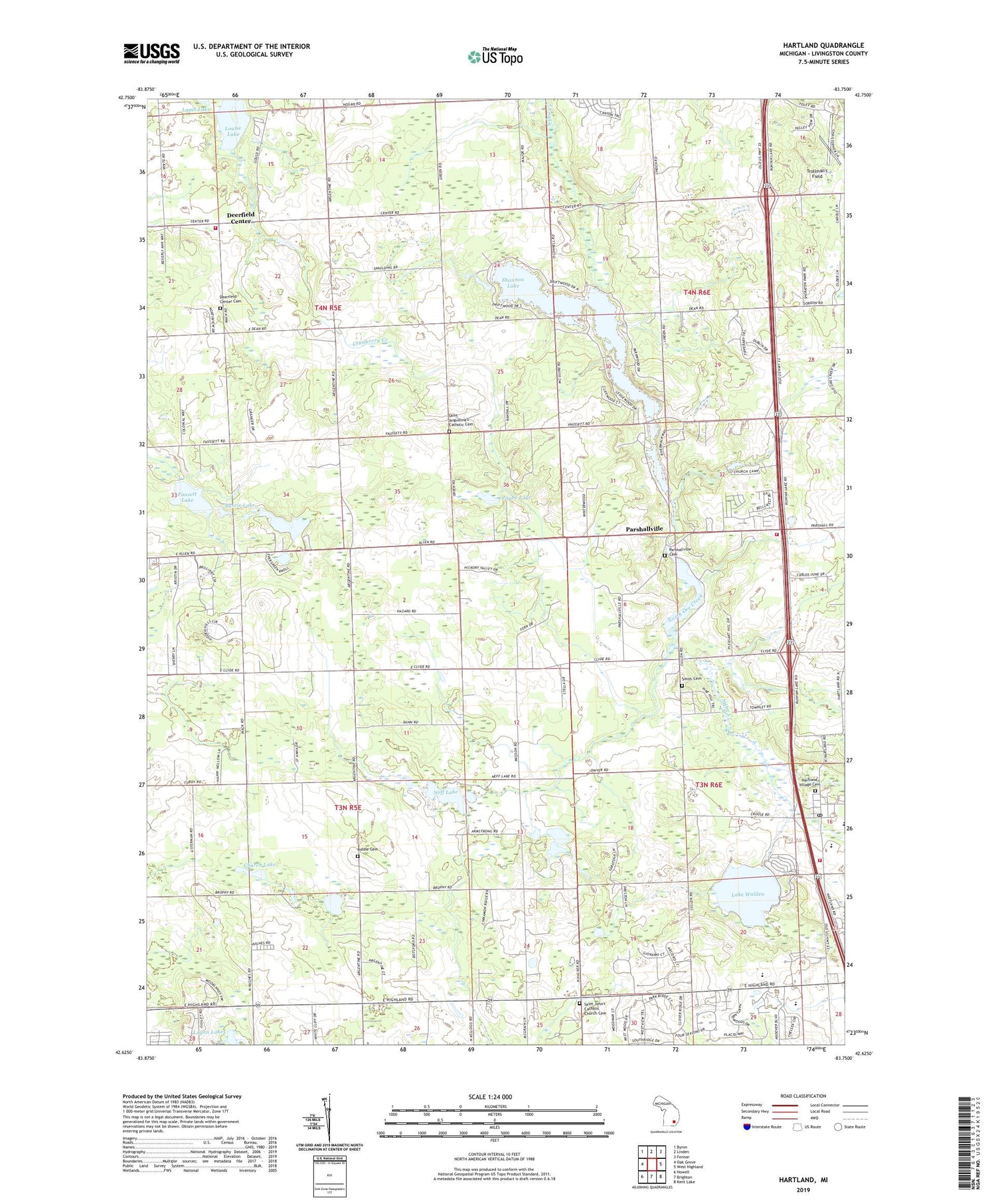 Hartland Michigan US Topo Map Image