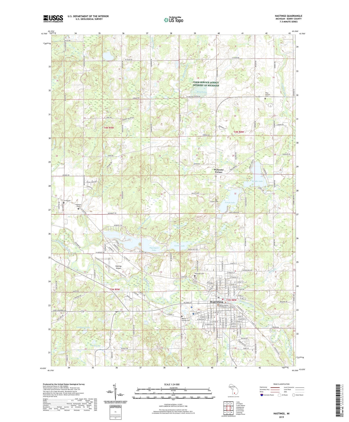 Hastings Michigan US Topo Map Image