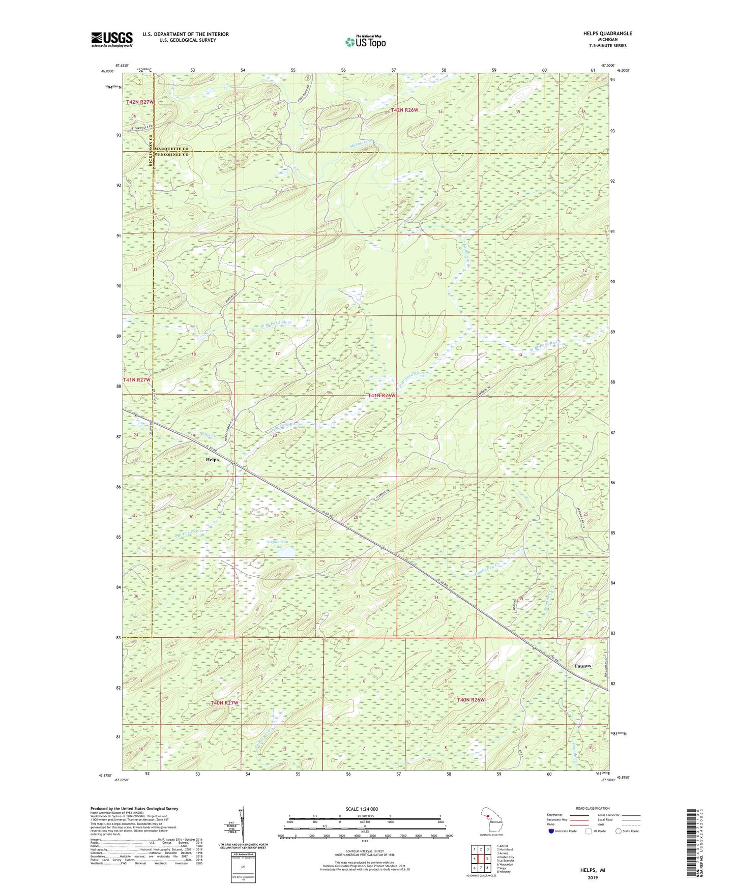 Helps Michigan US Topo Map Image