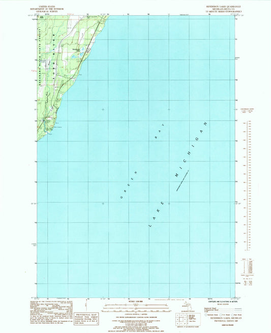 Classic USGS Henderson Lakes Michigan 7.5'x7.5' Topo Map Image