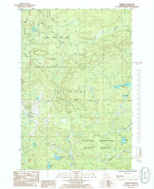 Classic USGS Herman Michigan 7.5'x7.5' Topo Map Image