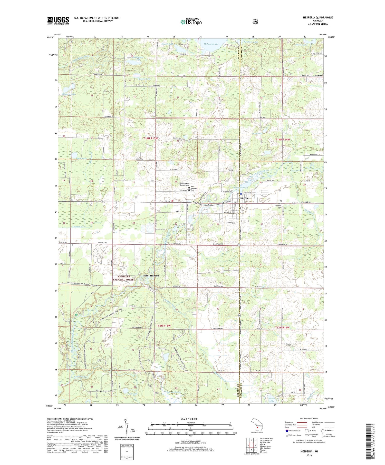 Hesperia Michigan US Topo Map Image