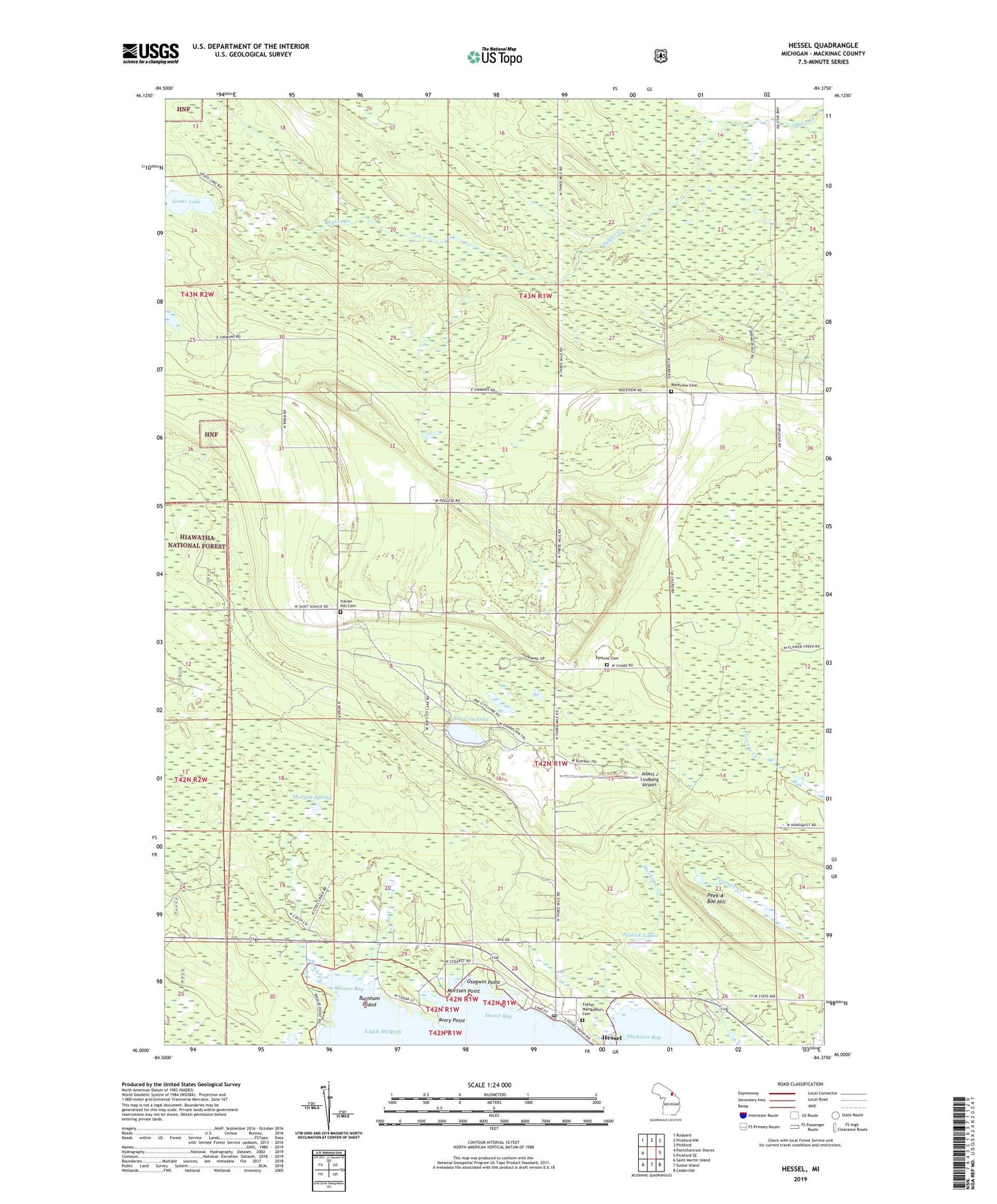 Hessel Michigan US Topo Map Image