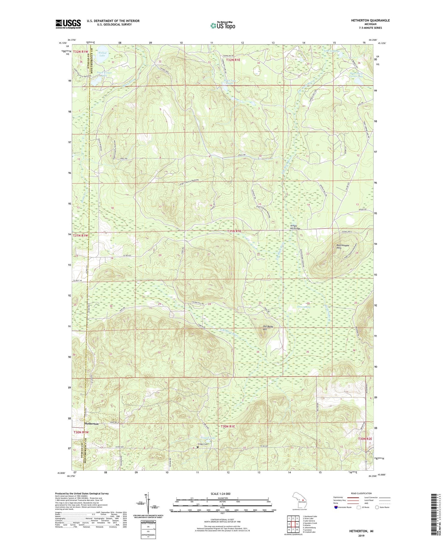 Hetherton Michigan US Topo Map Image