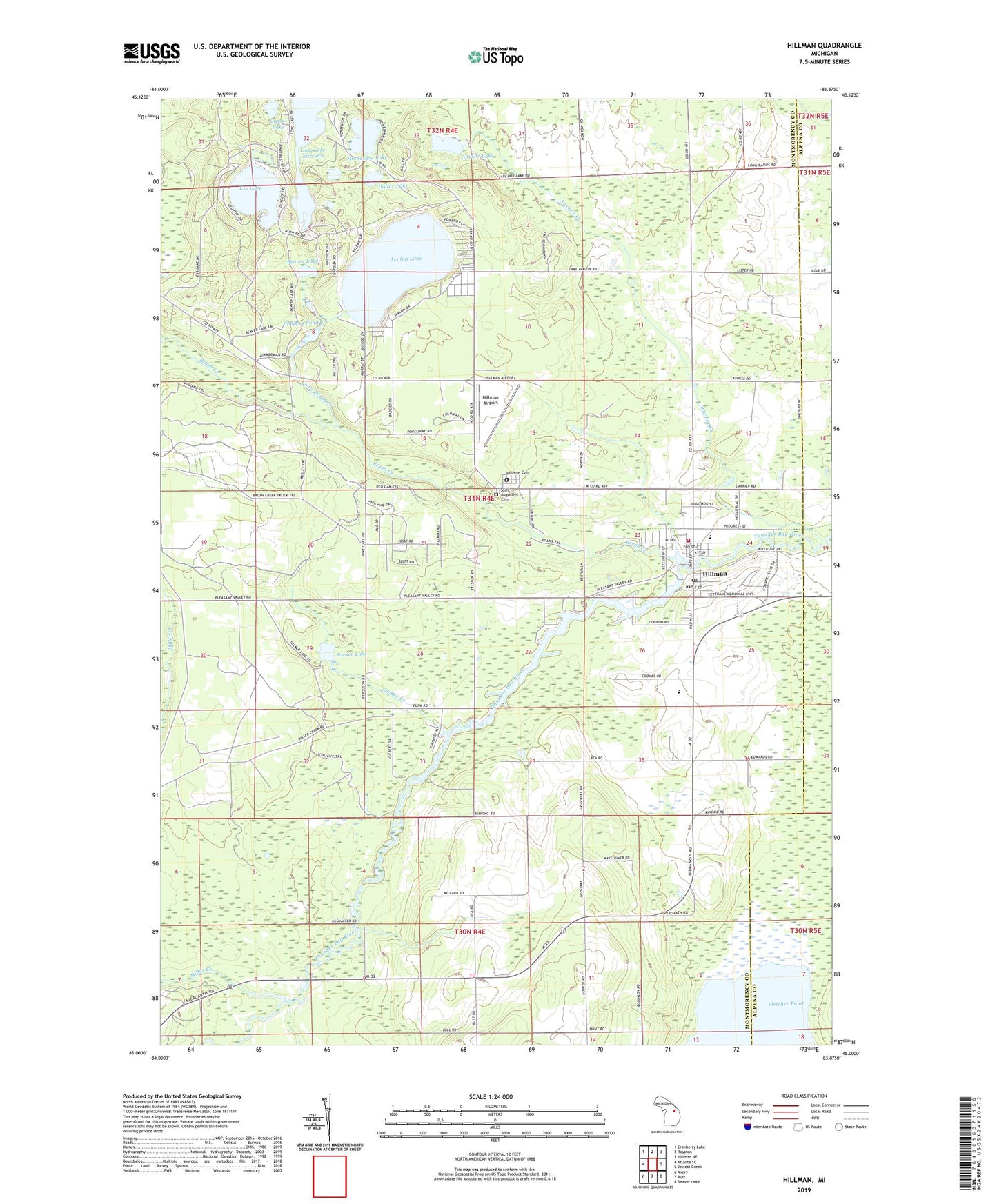 Hillman Michigan US Topo Map Image