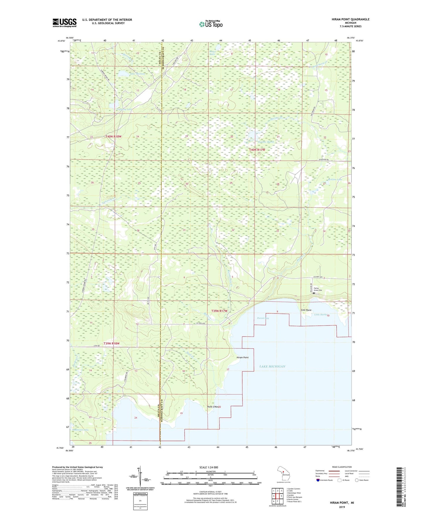 Hiram Point Michigan US Topo Map Image