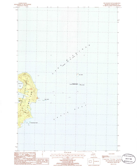 Classic USGS Hog Island East Michigan 7.5'x7.5' Topo Map Image