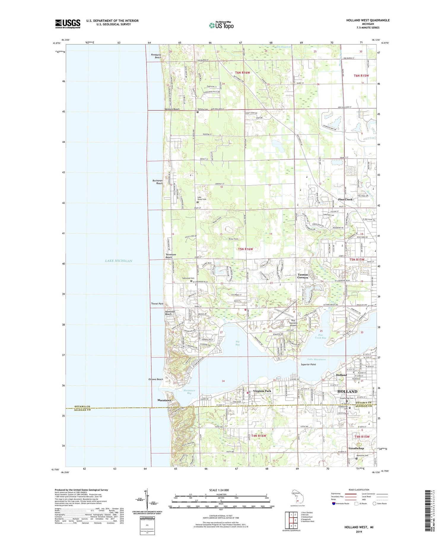Holland West Michigan US Topo Map Image