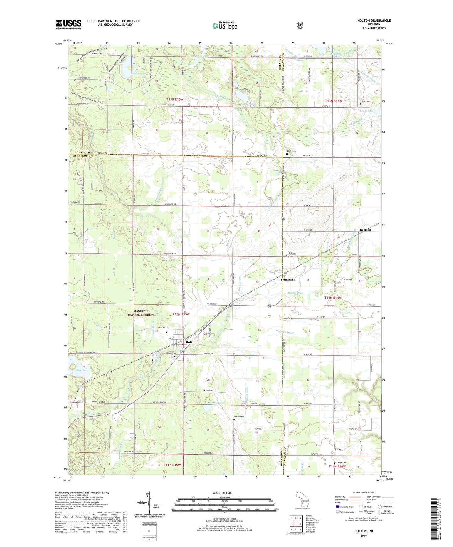 Holton Michigan US Topo Map Image