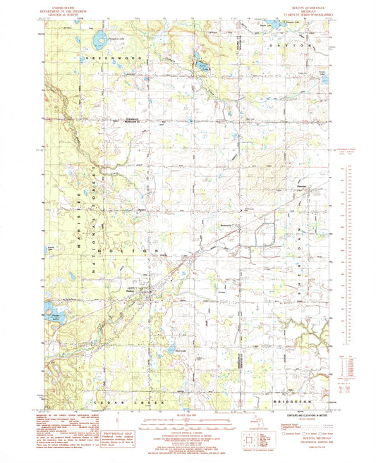 Classic USGS Holton Michigan 7.5'x7.5' Topo Map Image