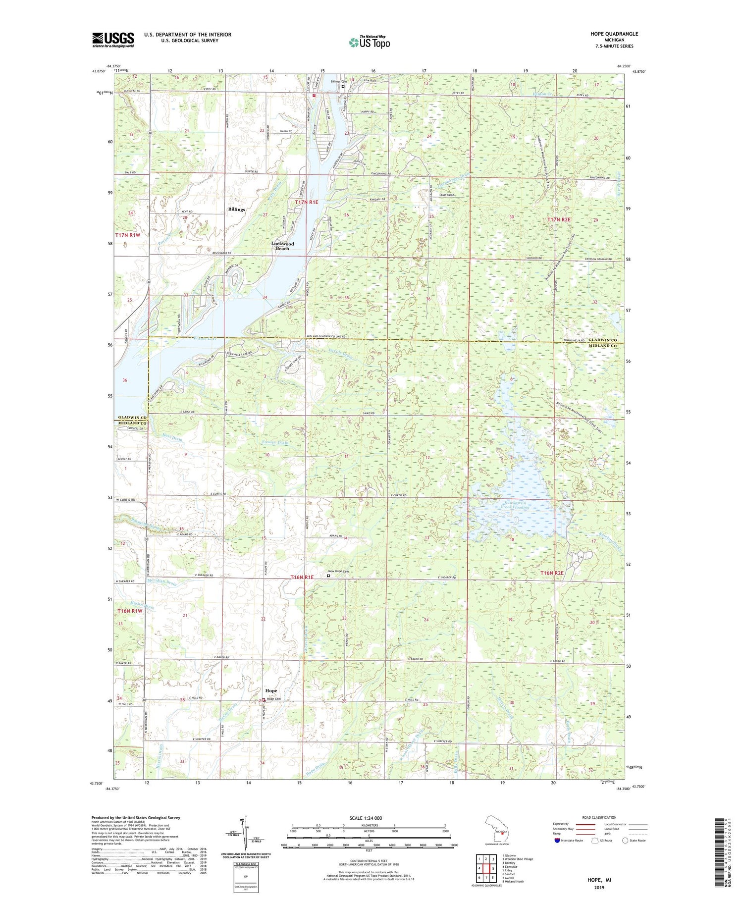 Hope Michigan US Topo Map Image