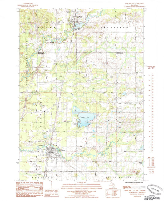 Classic USGS Howard City Michigan 7.5'x7.5' Topo Map Image