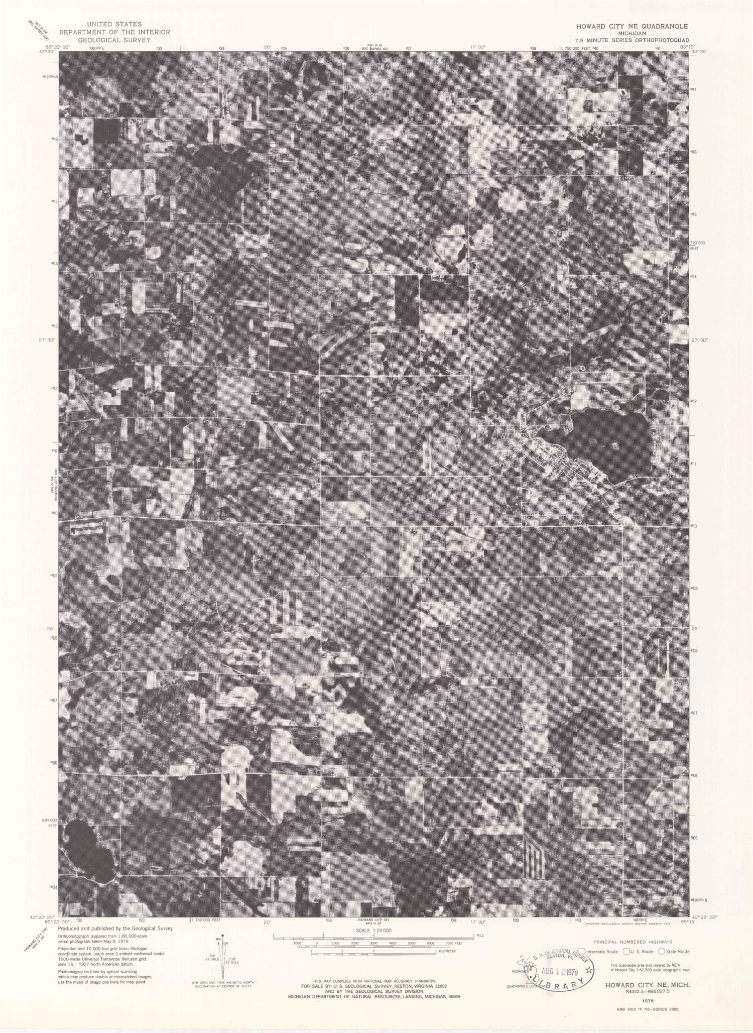 Classic USGS Lakeview Michigan 7.5'x7.5' Topo Map Image