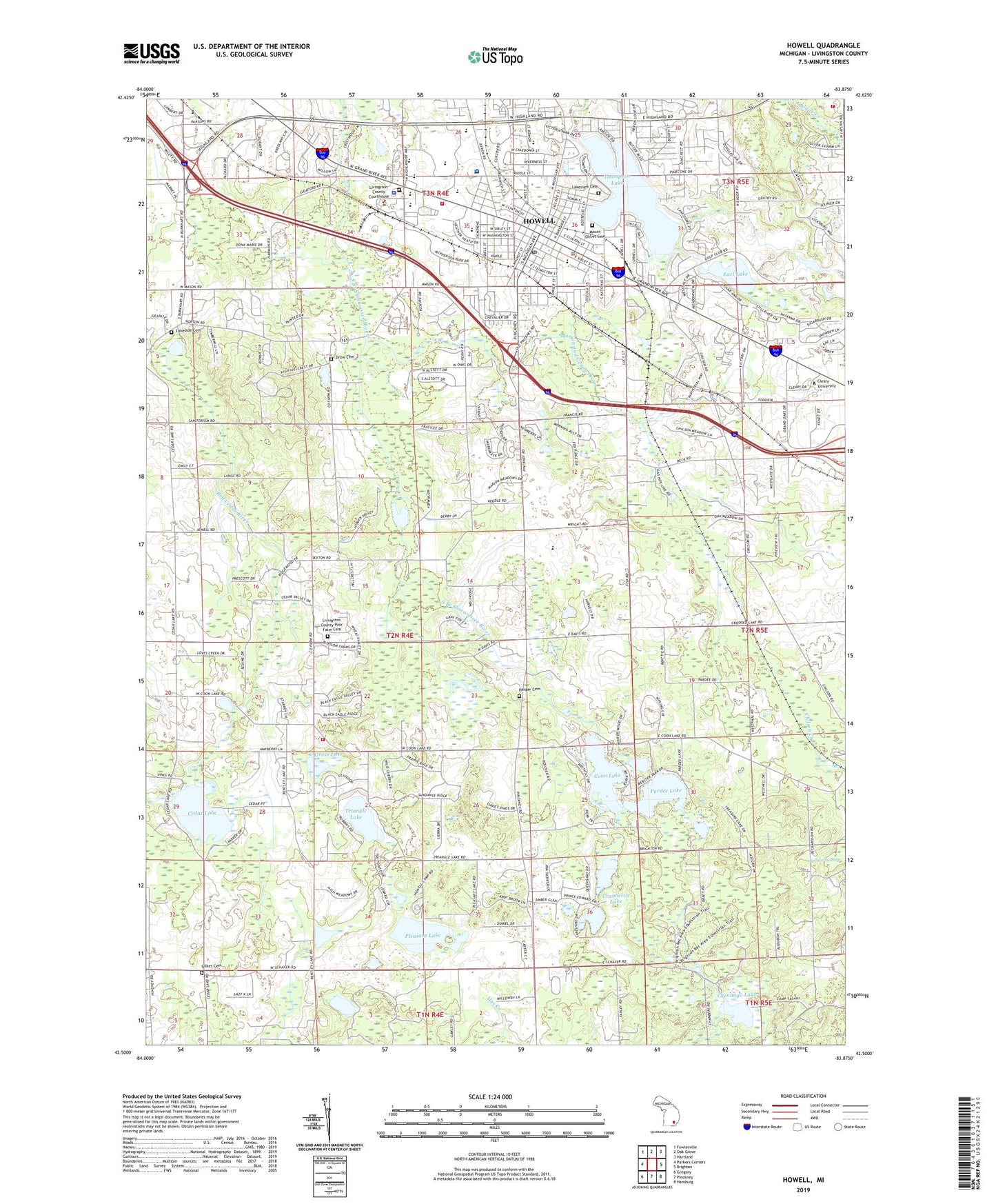 Howell Michigan US Topo Map Image