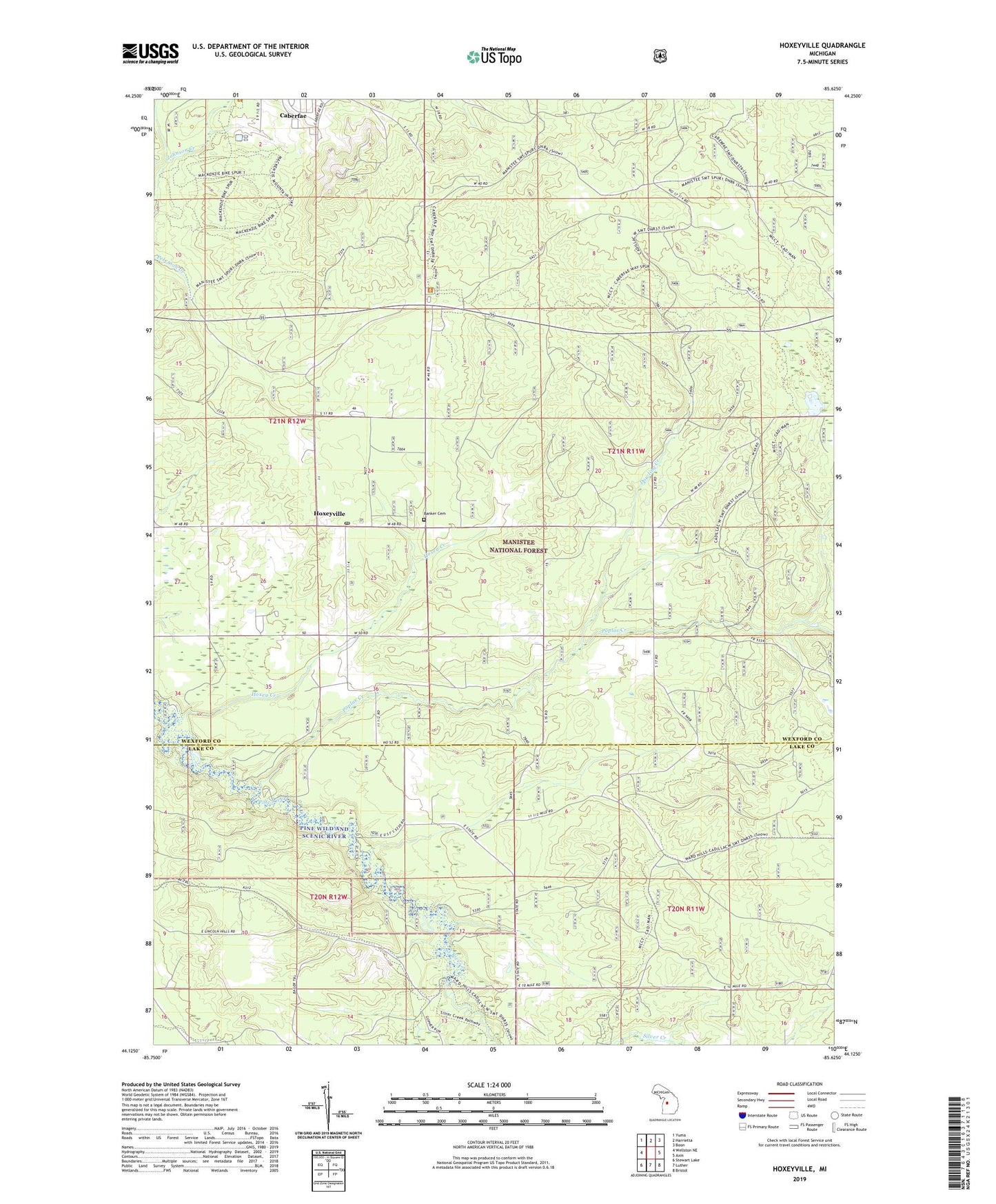 Hoxeyville Michigan US Topo Map Image