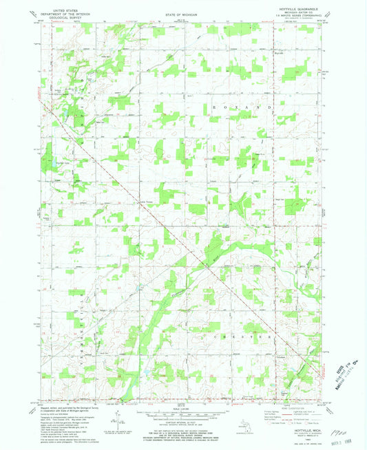 Classic USGS Hoytville Michigan 7.5'x7.5' Topo Map Image