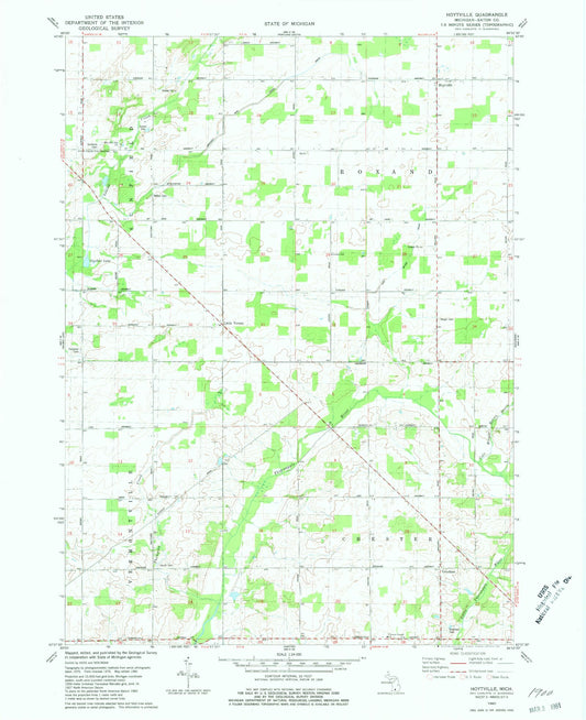 Classic USGS Hoytville Michigan 7.5'x7.5' Topo Map Image