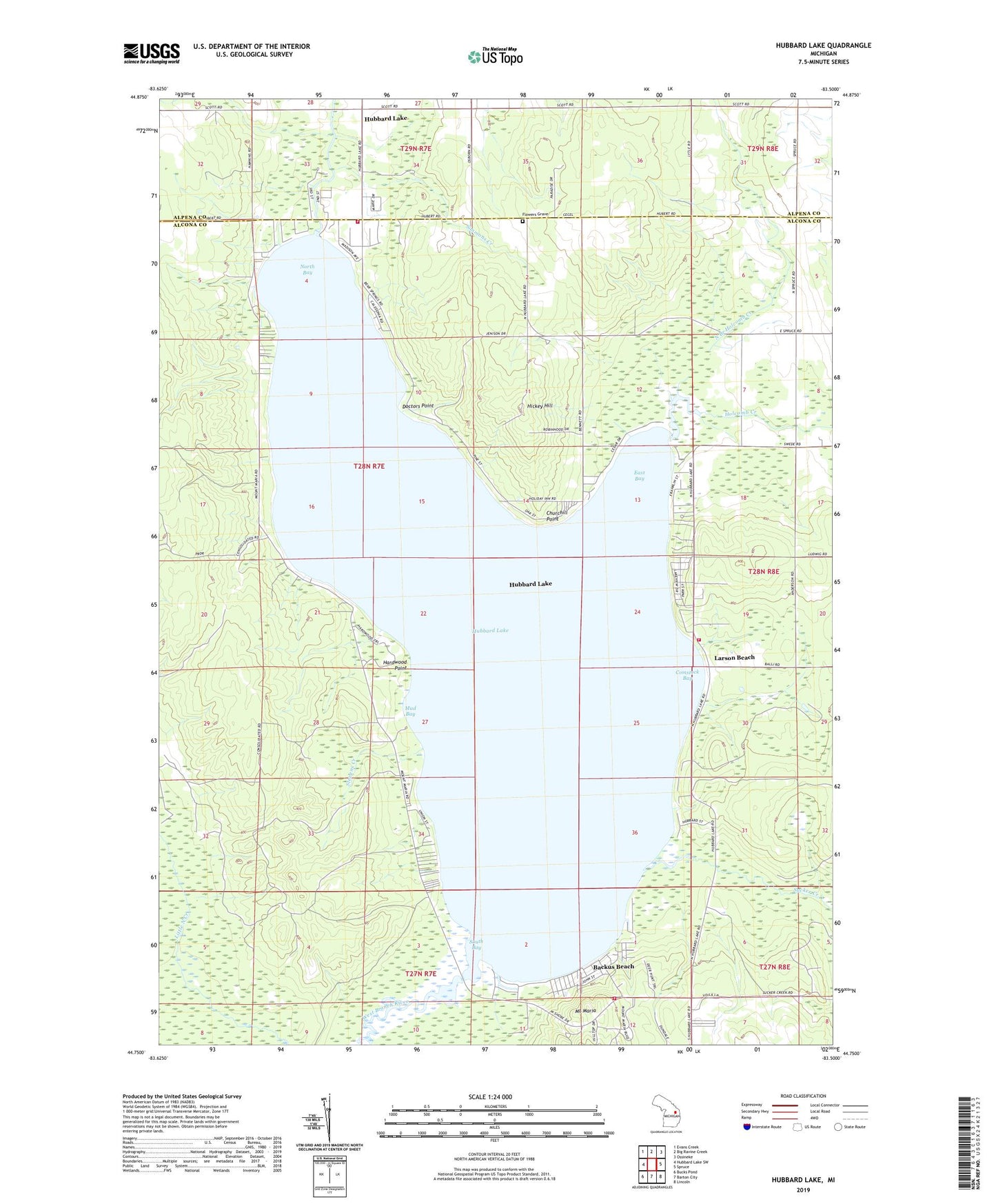 Hubbard Lake Michigan US Topo Map Image