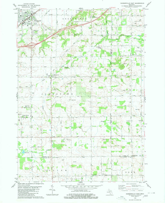 Classic USGS Hudsonville East Michigan 7.5'x7.5' Topo Map Image