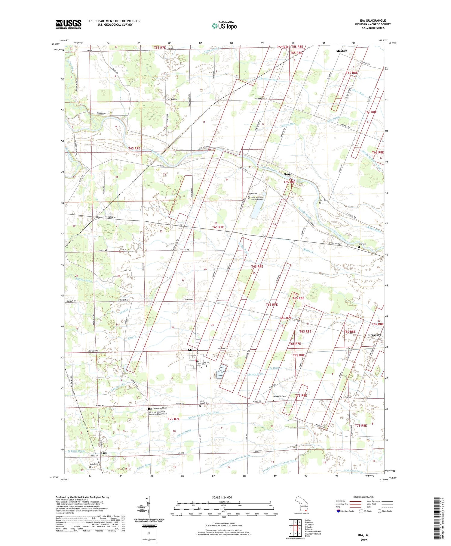 Ida Michigan US Topo Map Image