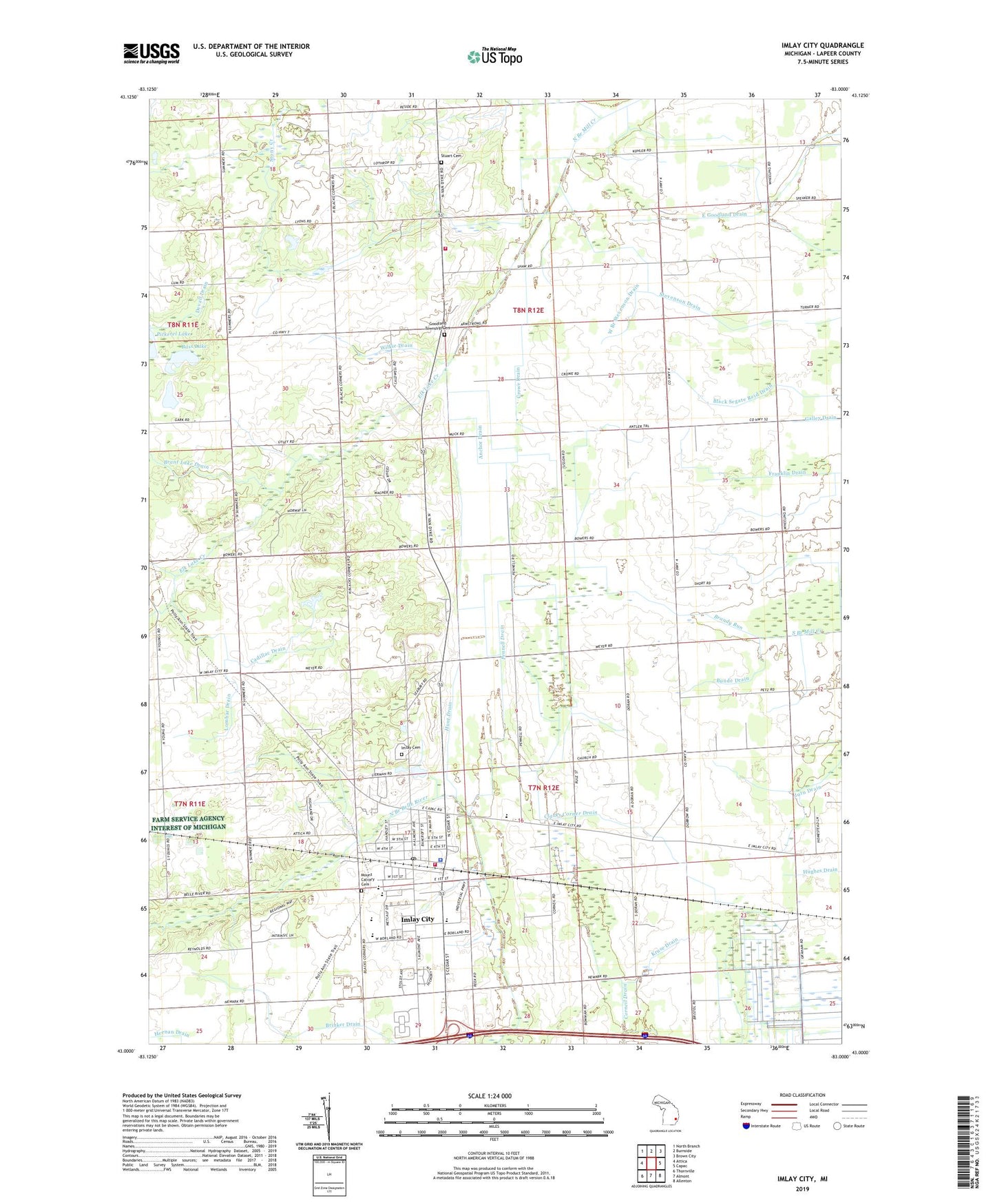 Imlay City Michigan US Topo Map Image