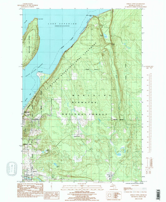 Classic USGS Indian Town Michigan 7.5'x7.5' Topo Map Image