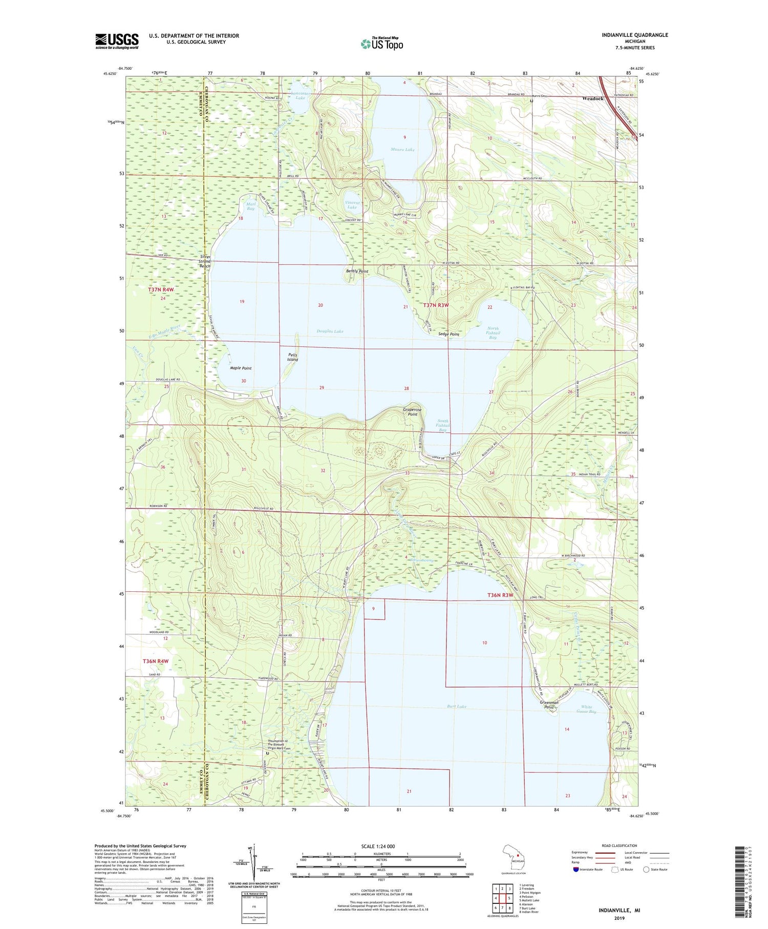 Indianville Michigan US Topo Map Image
